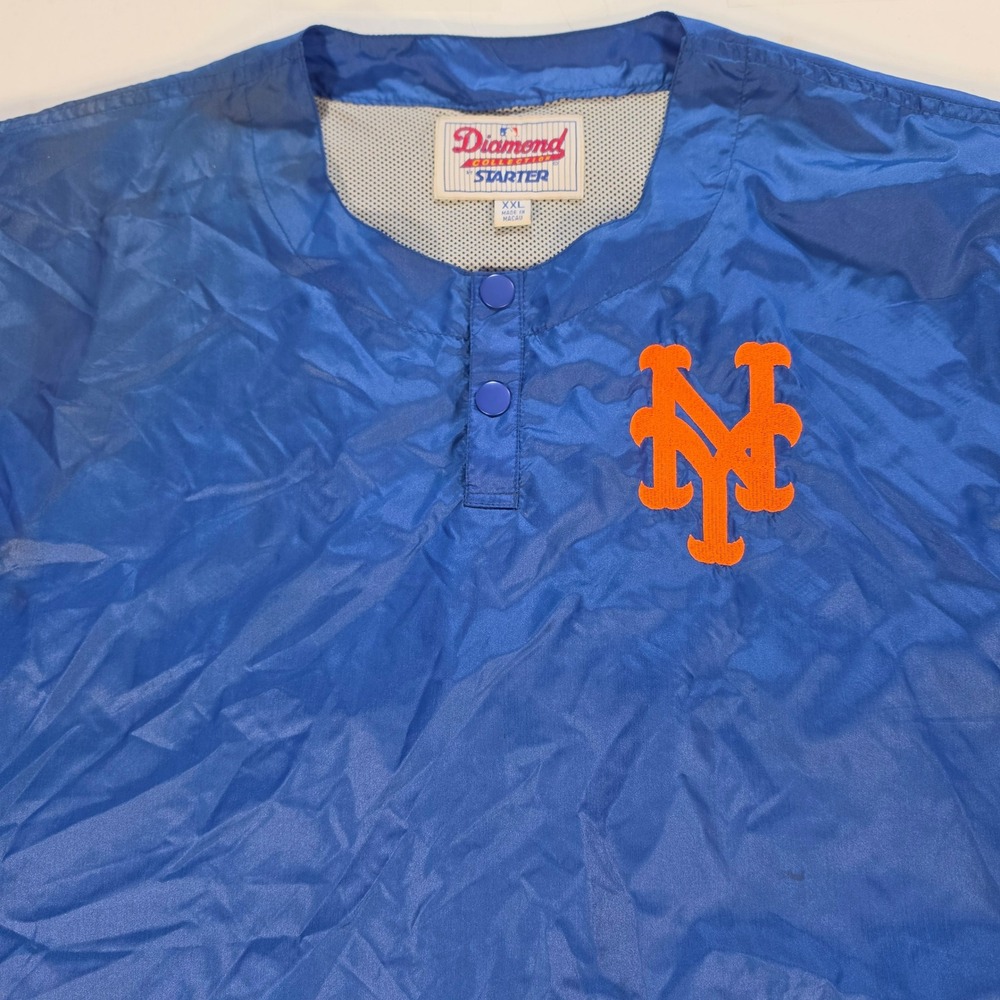 New York Mets Starter Diamond Collection Windbreaker Pullover XXL Blue Vtg 90s